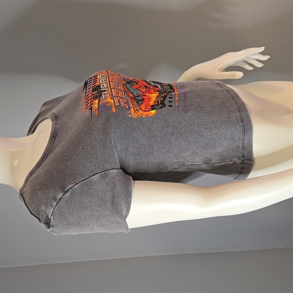 Social Culture Gray Ribbed Turbo Racing Short Sleeve Tee - Size Large - Picture 2 of 8